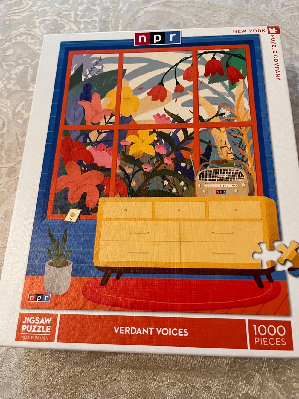 NPR Verdant Voices 1000-Piece Jigsaw Puzzle - Colorful Floral Scene EUC